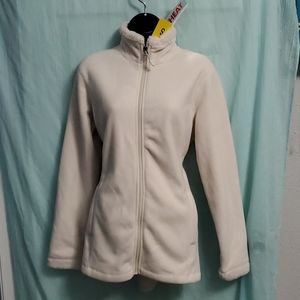 Beautiful winter white long, fuzzy fleece jacket